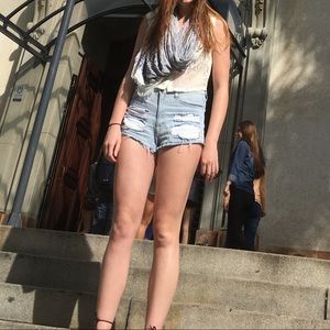 High wasted jean shorts